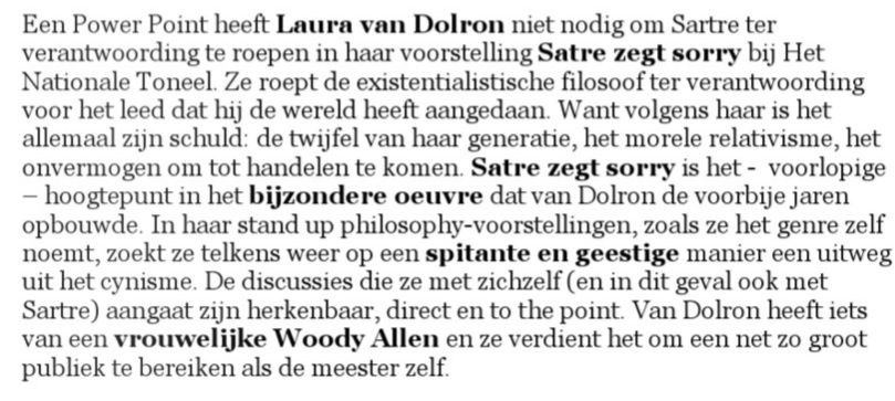 Juryverslag Theaterfestival 2011 – Sarte zegt sorry